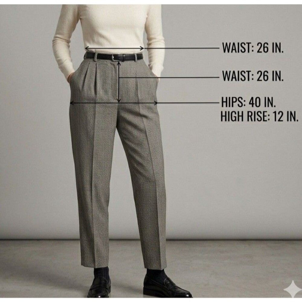 Club Classics Trouser High Waisted Houndstooth 100% Wool Gray Pants Belarus 6
